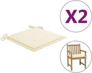 vidaXL Chair Cushion 2 Pcs Outdoor Patio Seat Cushion Cream Oxford Fabric