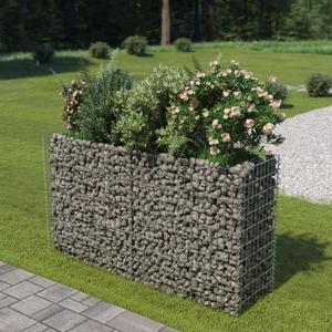 vidaXL Gabion Raised Bed Galvanized Steel 70.9" Raised Garden Bed Flower Box