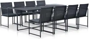 vidaXL Patio Dining Set 9 Piece Outdoor Table and Chairs Poly Rattan Black