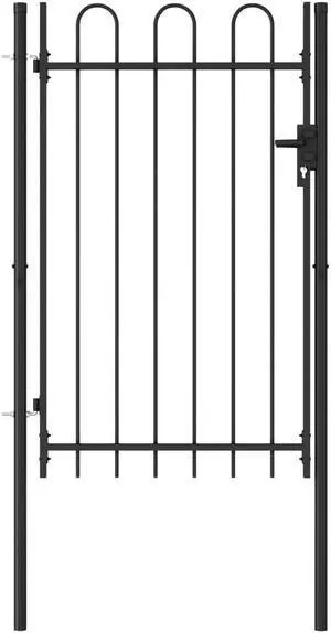 vidaXL Fence Gate Patio with Arched Top Steel 39.4"x59.1" Black Single Door vidaXL Fence Gate Patio with Arched Top Steel 39.4"x59.1" Black Single Door