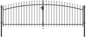 vidaXL Double Door Fence Gate with Spear Top 13.1'x5.7' Garden Fancing Barrier