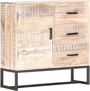 vidaXL Sideboard Buffet Cabinet Side Table with Drawers White Solid Wood Acacia