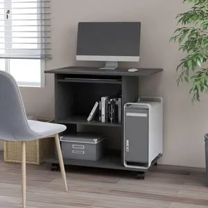 vidaXL Computer Desk Gray Engineered Wood Office Desk Workstation Furniture