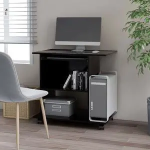 vidaXL Computer Desk Black Engineered Wood Office Desk Workstation Furniture