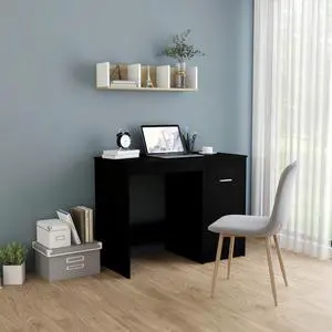 vidaXL Desk Black Engineered Wood Computer Laptop Corner Study Table Furniture