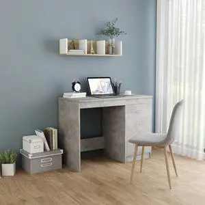 vidaXL Desk Computer Desk Home Office Desk Shelves Concrete Gray Engineered Wood