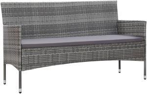 vidaXL Patio Sofa 3-Seater Patio Sofa Patio Wicker Furniture PE Rattan Gray