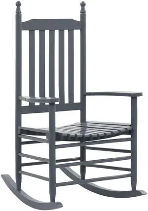 vidaXL Rocking Chair Outdoor Rocking Chair with Curved Seat Gray Poplar Wood