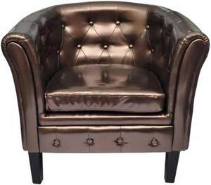 vidaXL Tub Chair Brown Faux Leather Armchair Recliner Sleeper Relaxing Chair
