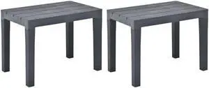 vidaXL 2x Patio Benches Anthracite Plastic Outdoor Garden Poolside Chairs Seat