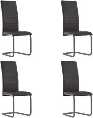 vidaXL Dining Chair 4 Pcs Cantilever Dining Side Chair Brown Faux Leather