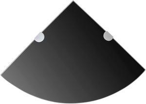 vidaXL Wall Corner Shelves Display Floating Corner Shelves 2 Pcs Black Glass
