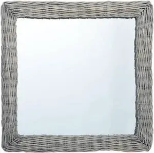vidaXL Mirror Natural Wicker, Glass 19.7 x 19.7 in Decorative Inlays vidaXL Mirror Natural Wicker, Glass 19.7 x 19.7 in Decorative Inlays