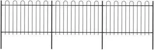 vidaXL Garden Fence Privacy Screen Fence Wall with Hoop Top Steel 16.7' Black
