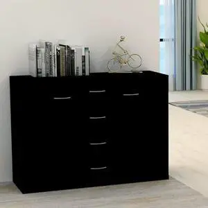 vidaXL Sideboard Black 34.6"x11.8"x25.6" Chipboard Storage Cabinet Organiser vidaXL Sideboard Black 34.6"x11.8"x25.6" Chipboard Storage Cabinet Organiser