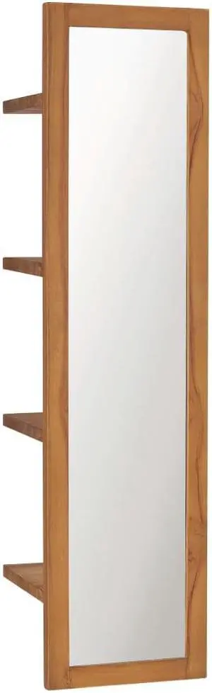 vidaXL Wall Mirror Decorative Mirror with Shelves Hall Mirror Solid Teak Wood