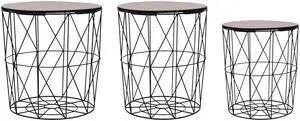 vidaXL Coffee Table 3 Pcs Round End Sofa Table Living Room Furniture Black
