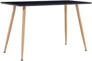 vidaXL Dining Table Black and Oak Rectangular 47.2" MDF Steel Kitchen Dinner vidaXL Dining Table Black and Oak Rectangular 47.2" MDF Steel Kitchen Dinner