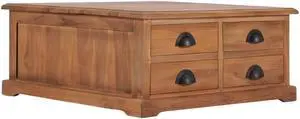 vidaXL Coffee Table Wooden End Table Side Table Solid Wood Teak 26.8 Inch
