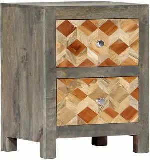 vidaXL Cabinet Drawer Dresser End Table for Bedroom Gray Solid Wood Mango