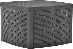 vidaXL Patio Table Patio End Coffee Table with Storage Plastic Anthracite