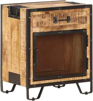 vidaXL Cabinet Nightstand Side End Table for Bedroom Solid Rough Wood Mango