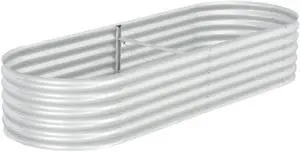 vidaXL Garden Raised Bed 94.5" Galvanized Steel Silver Garden Plant Flower Box vidaXL Garden Raised Bed 94.5" Galvanized Steel Silver Garden Plant Flower Box