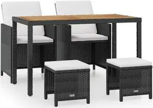 vidaXL Patio Furniture Set Outdoor Table and Chair 5 Piece Acacia Wood Black
