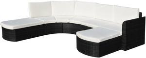 vidaXL Patio Furniture Set 4 Piece Patio Couch Outdoor Sofa Poly Rattan Black