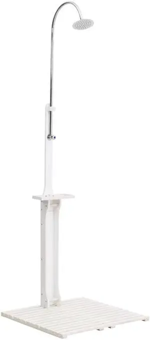 vidaXL Garden Shower for Beach Poolside Camping Swimming Pool Shower White Wood