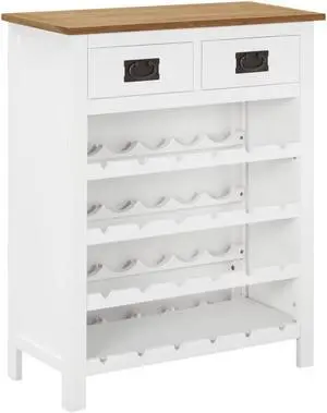 vidaXL Wine Cabinet Bottle Holder 2 Drawers Floor Wine Cabinet Solid Oak Wood