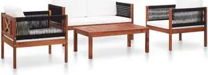 vidaXL Patio Furniture Set 4 Piece Outdoor Sofa with Table Solid Acacia Wood