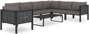 vidaXL Patio Lounge Set Outdoor Sectional Sofa 8 Piece Poly Rattan Anthracite
