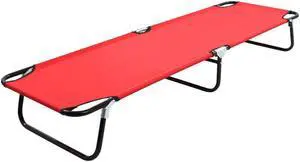 vidaXL Patio Lounge Chair Outdoor Chaise Lounge Chair Sunlounger Red Steel