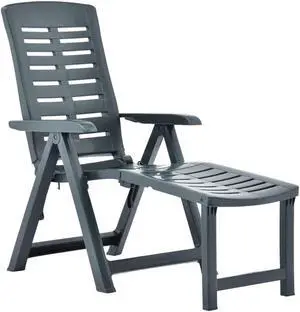 vidaXL Deckchair Patio Lounge Chair Outdoor Folding Sunlounger Green Plastic