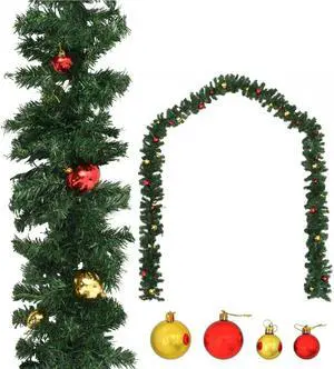 vidaXL Christmas Garland Green, Gold, Red PVC 16.4 feet