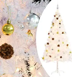 vidaXL Artificial Pre-lit Christmas Tree with Baubles Xmas Tree Decoration White