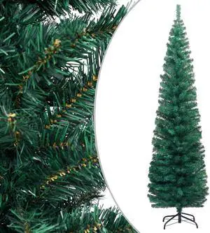 vidaXL Christmas Tree Decoration Artificial Slim Tree with Stand Green PVC