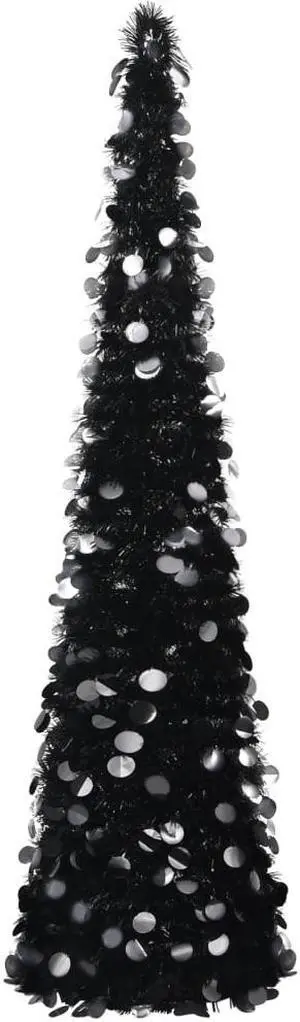 vidaXL Christmas Tree Pop-up Artificial Tree Christmas Decoration Black PET