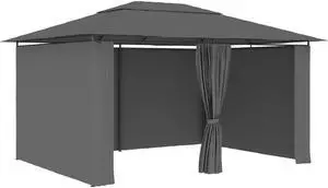 vidaXL Gazebo Outdoor Canopy Tent Patio Pavilion with Curtains Anthracite