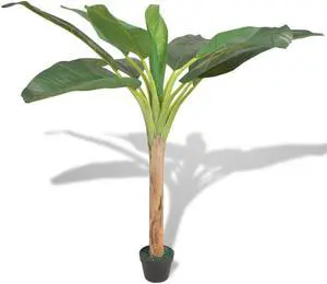 vidaXL Artificial Banana Tree Plant with Pot 59" Green Indoor Floral Decor