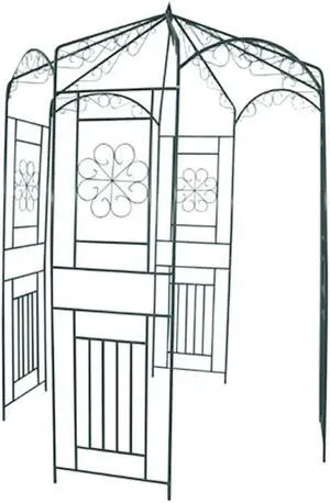 vidaXL Garden Arch Garden Trellis for Climbing Plants Metal Arbor Dark Green