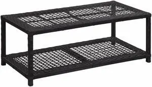 vidaXL Shoe Rack 2-Tier Shoe Storage Organizer Shoe Shelf Black Poly Rattan