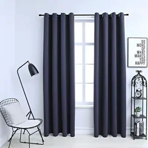 vidaXL Curtains 2 Pcs Blackout Curtains Window Blinds Rings Anthracite Fabric vidaXL Curtains 2 Pcs Blackout Curtains Window Blinds Rings Anthracite Fabric
