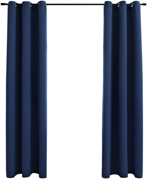 vidaXL Curtains 2 Pcs Blackout Curtains Window Blinds Rings Navy Blue Fabric vidaXL Curtains 2 Pcs Blackout Curtains Window Blinds Rings Navy Blue Fabric