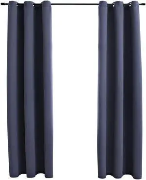 vidaXL Curtains 2 Pcs Blackout Curtains Window Blinds Rings Anthracite Fabric vidaXL Curtains 2 Pcs Blackout Curtains Window Blinds Rings Anthracite Fabric