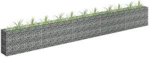vidaXL Gabion Raised Bed Galvanized Steel 177.2"x23.6" Planter Basket Pot Wall