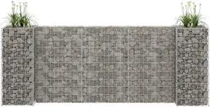 vidaXL H-Shaped Gabion Planter Steel Wire 39.4" Flower Bed Basket Pot Garden