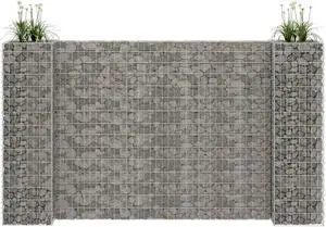 vidaXL H-Shaped Gabion Planter Steel Wire 59.1" Flower Bed Basket Pot Garden