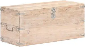 vidaXL Solid Acacia Wood Chest Bench Hall Wooden Cabinet Storage Box Trunk